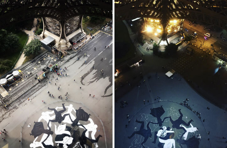 mural under eiffel tower